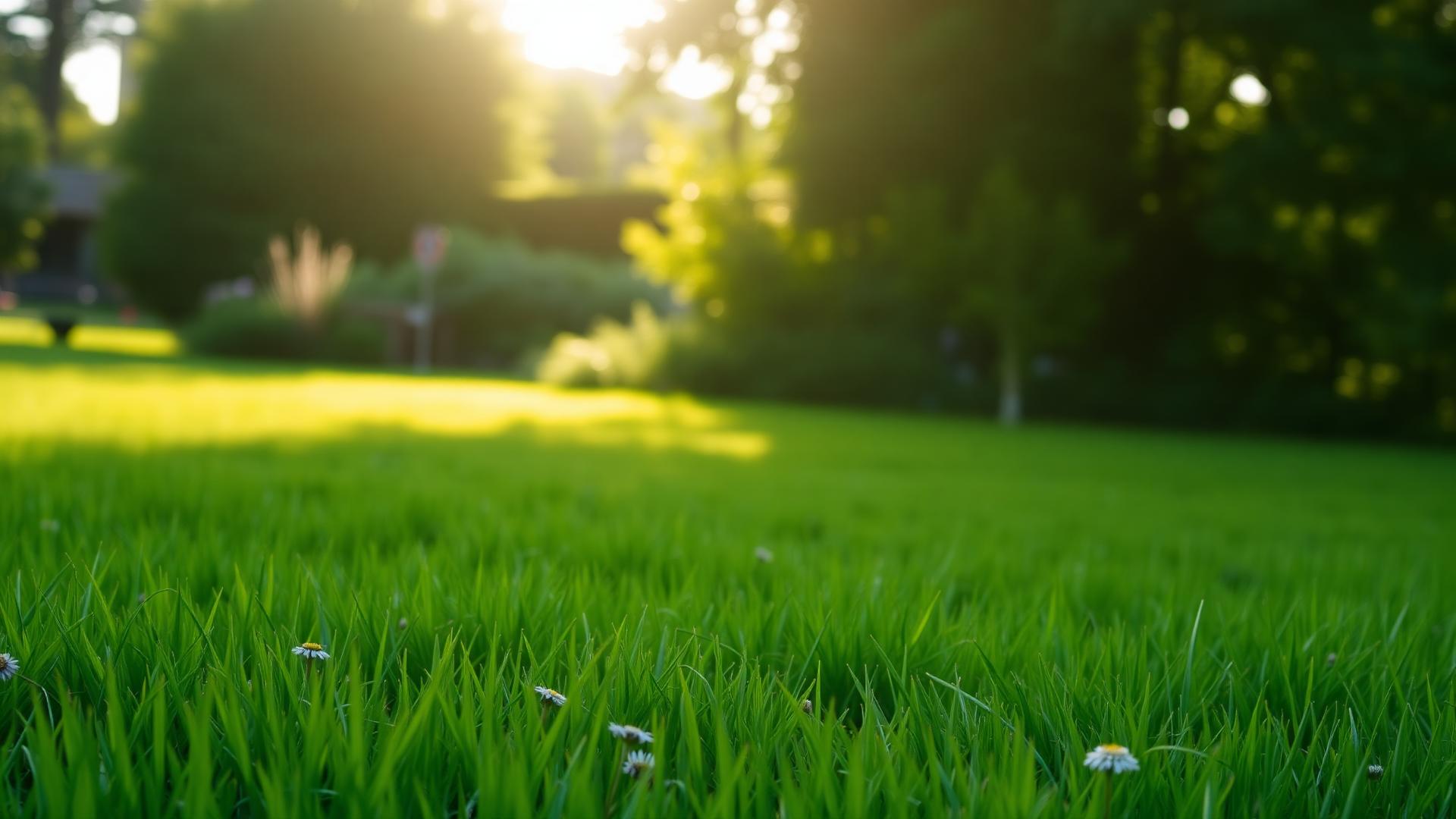 Lush green garden field